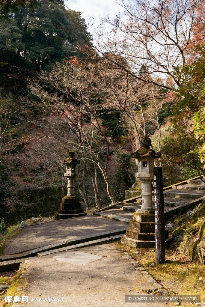 日式庭院石灯笼景致