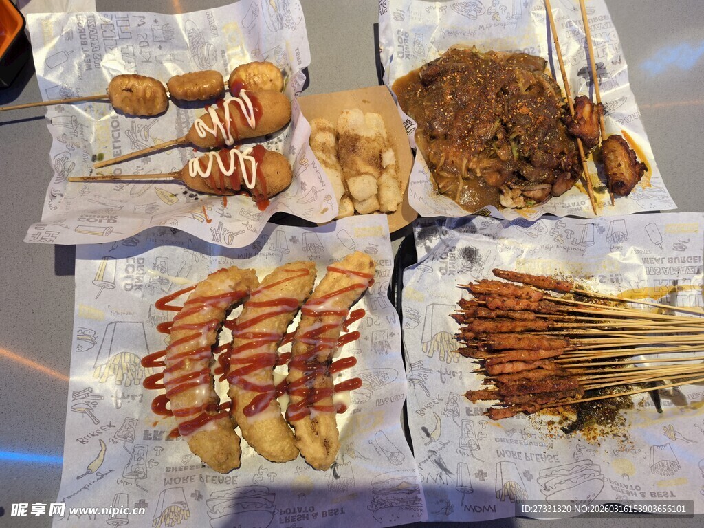 多样美味烧烤食材展示