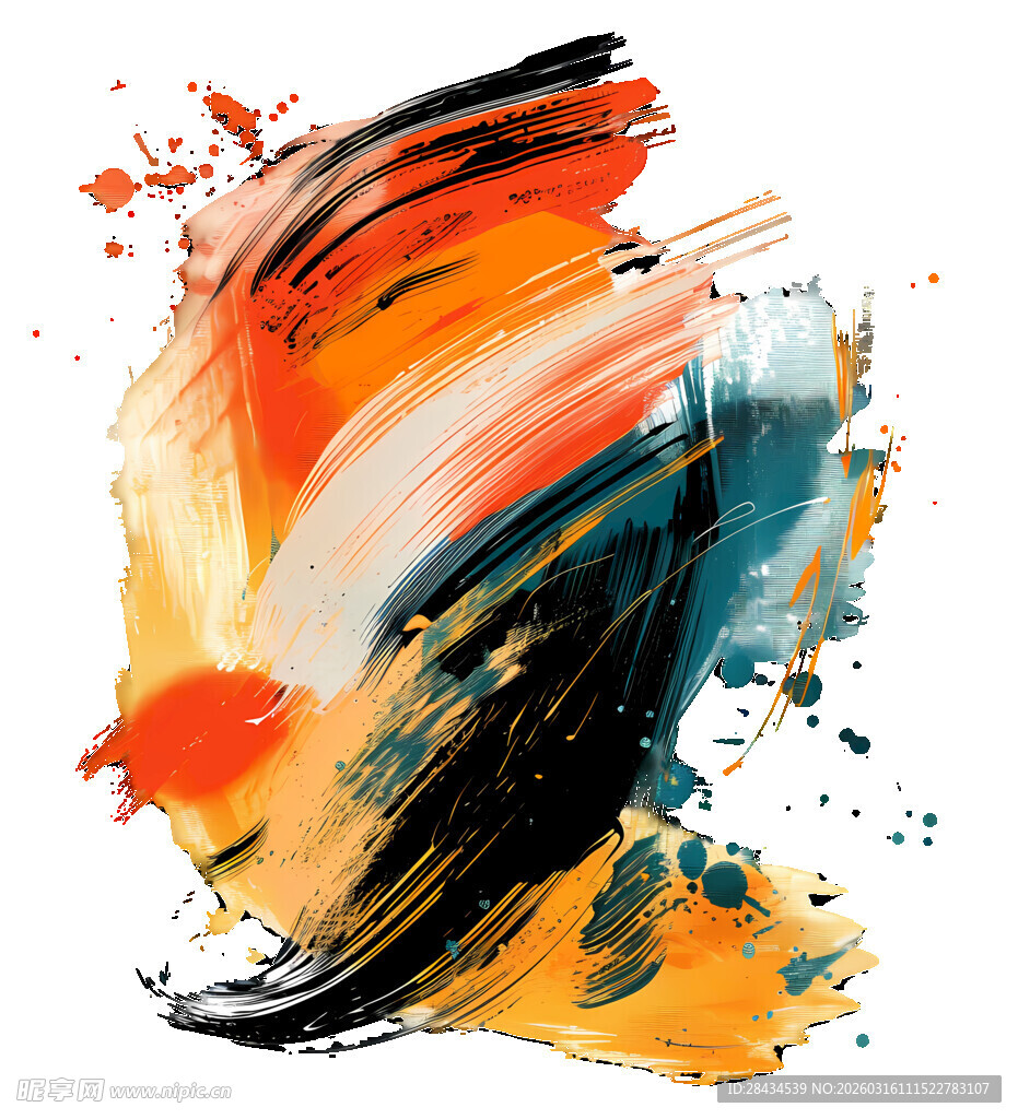 抽象多彩笔触艺术画作