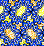 蓝黄花卉图案纹理背景