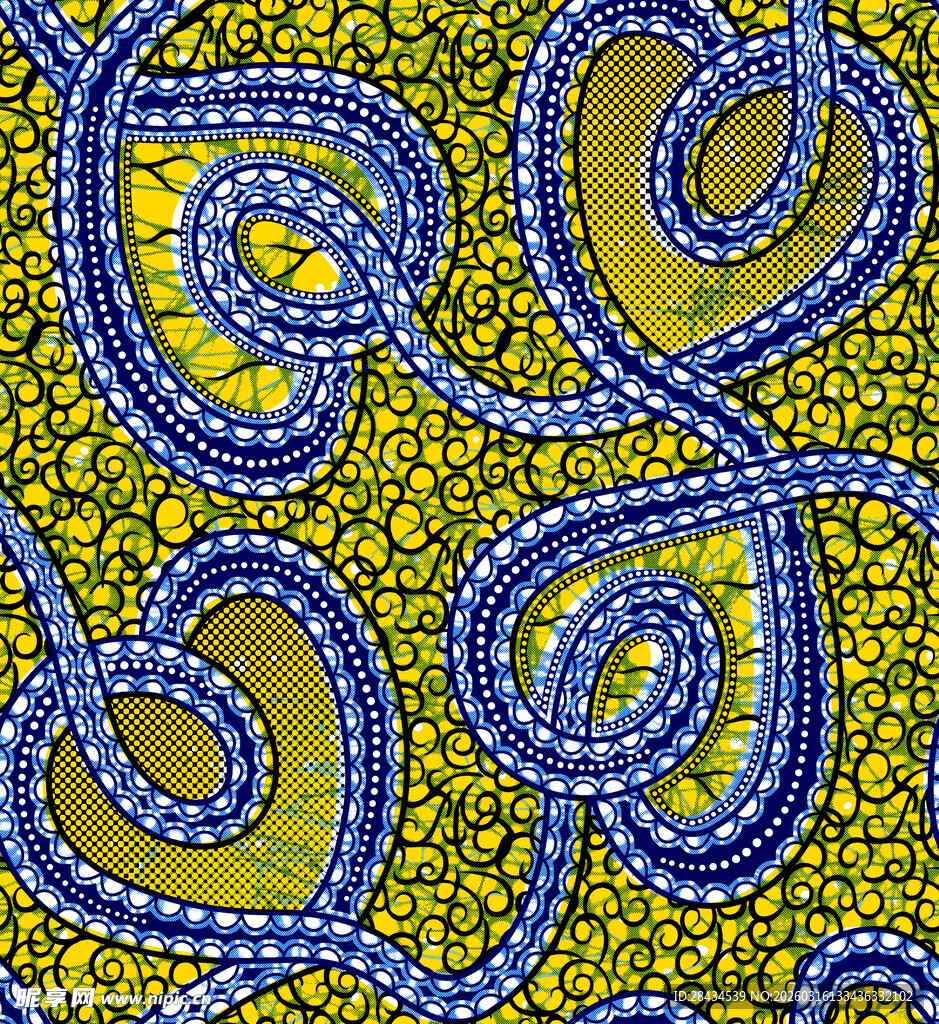 蓝黄交织的抽象花纹图案