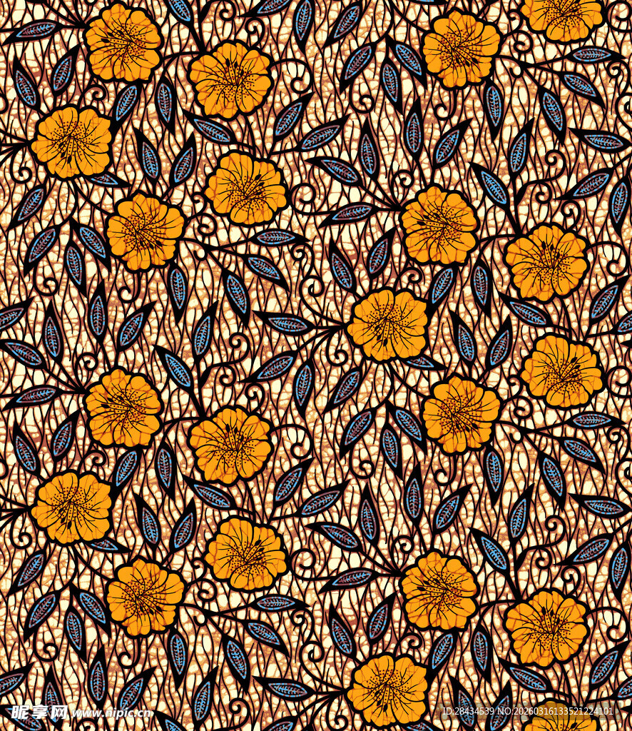 复古风向日葵图案纹理