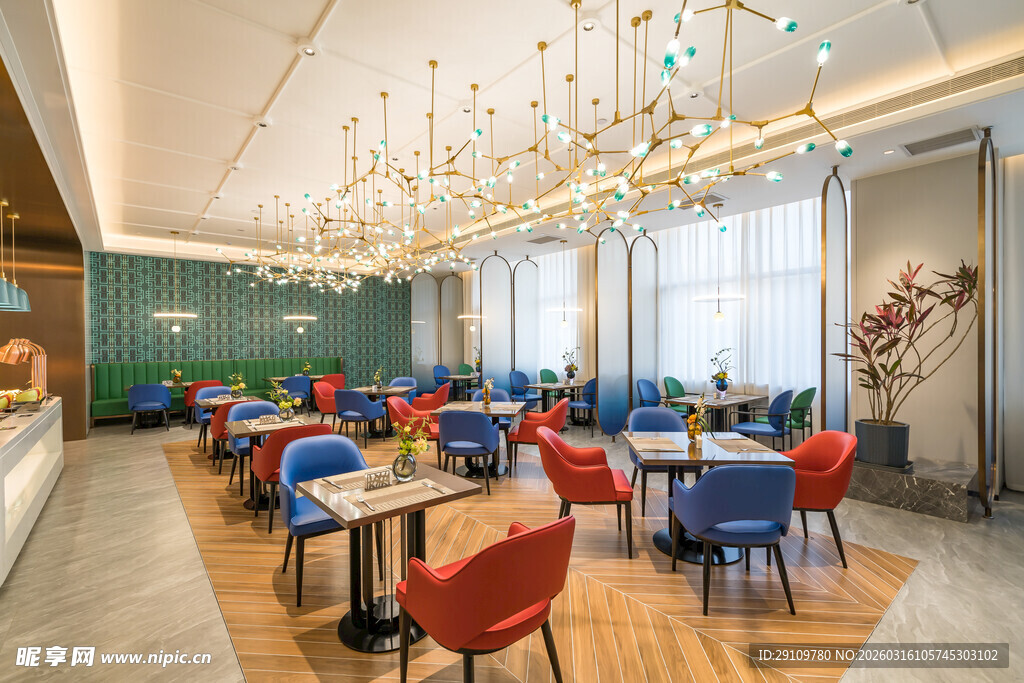 时尚明亮的现代餐厅空间