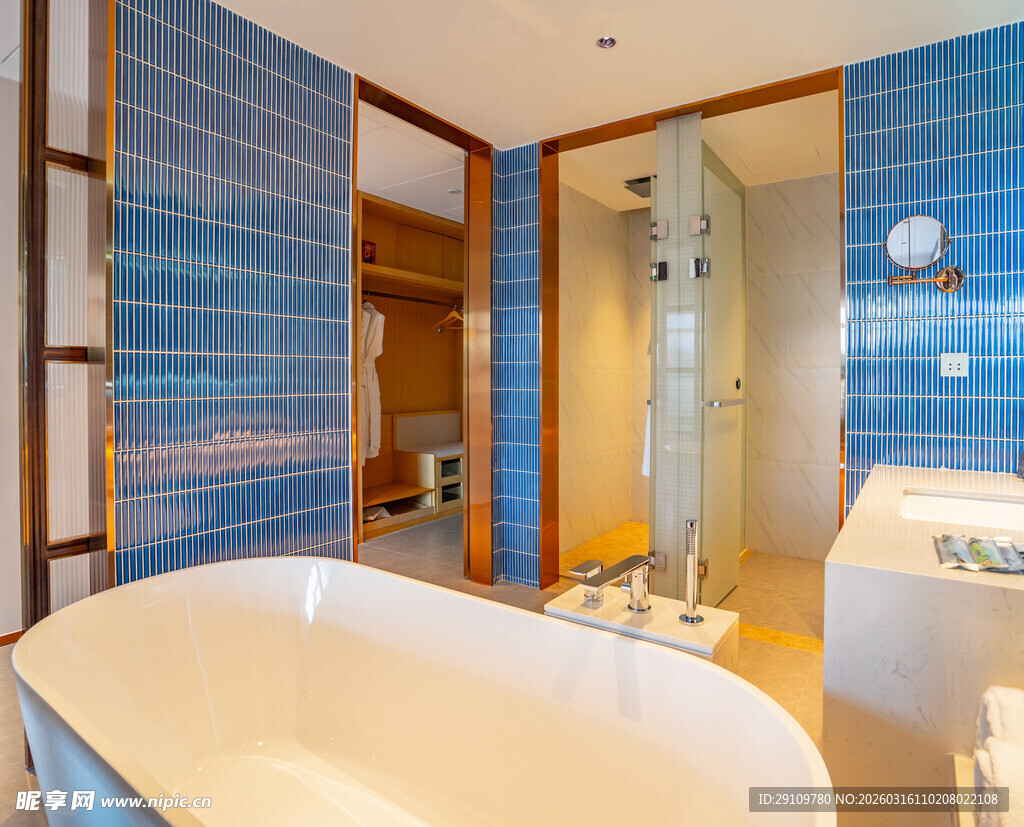 现代蓝色系豪华浴室空间