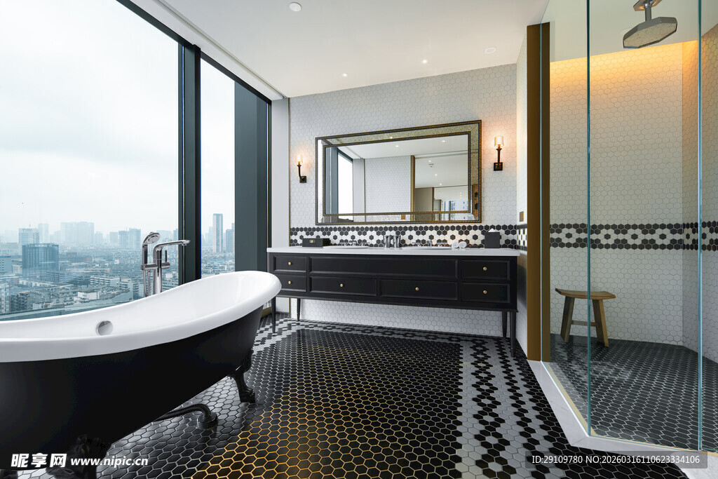 现代奢华浴室全景