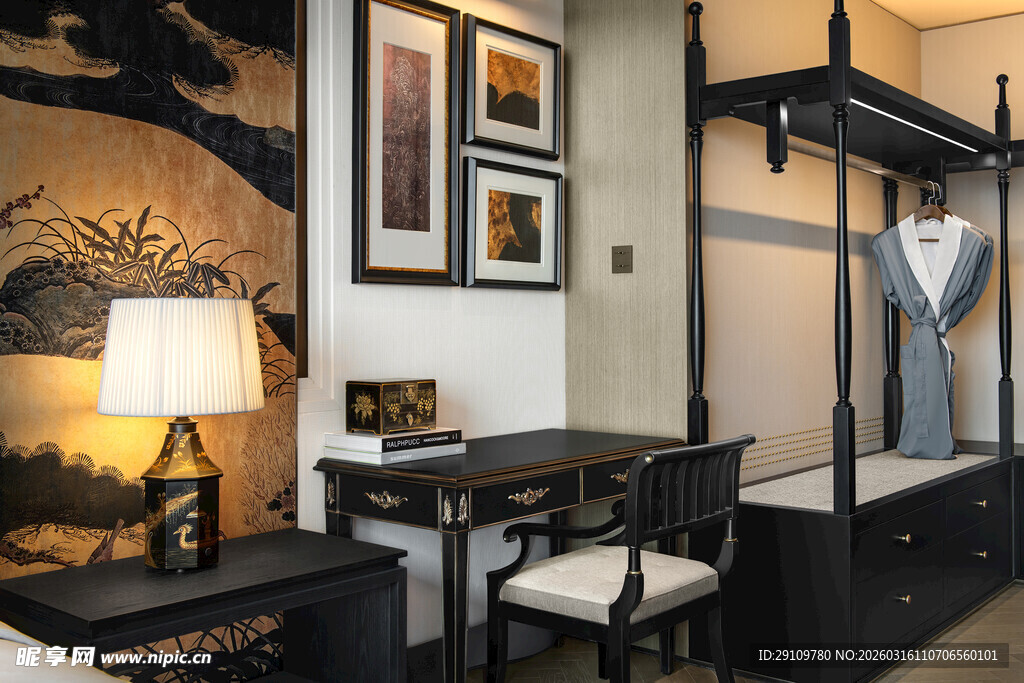 中式典雅书房室内景致