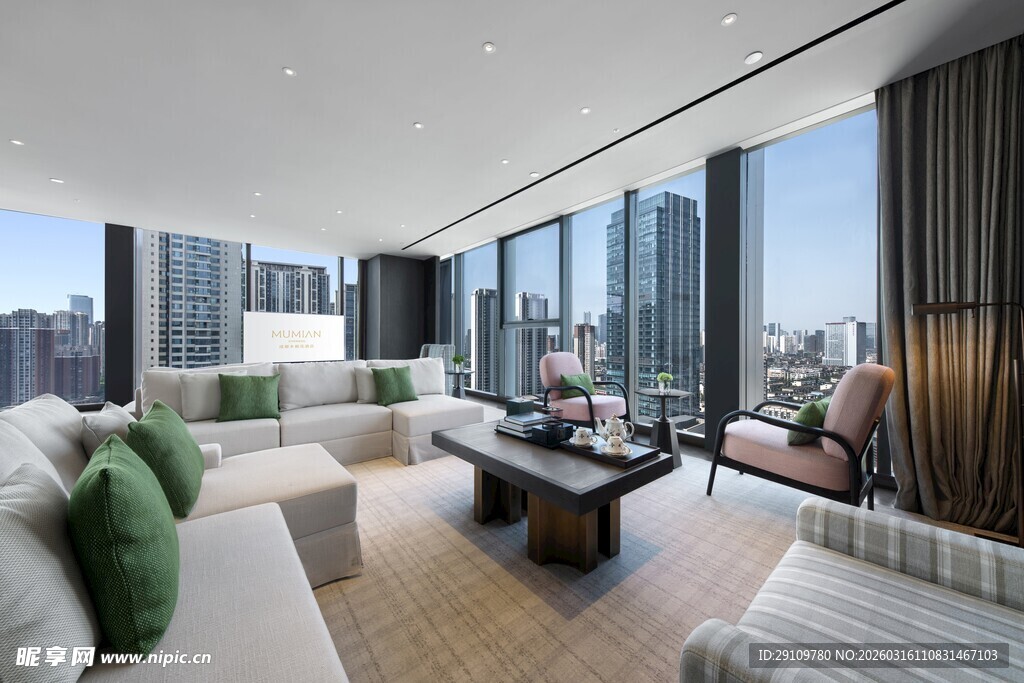 现代奢华都市风客厅空间