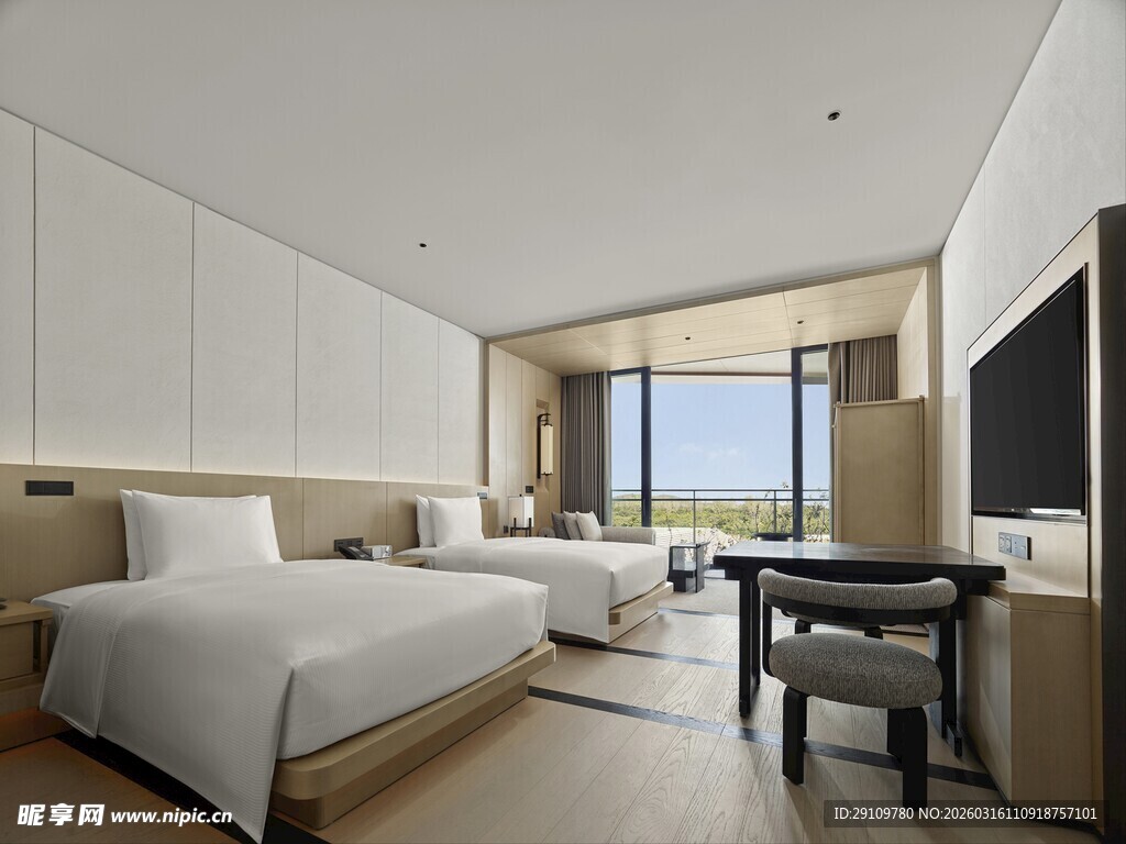 现代简约风双床酒店客房