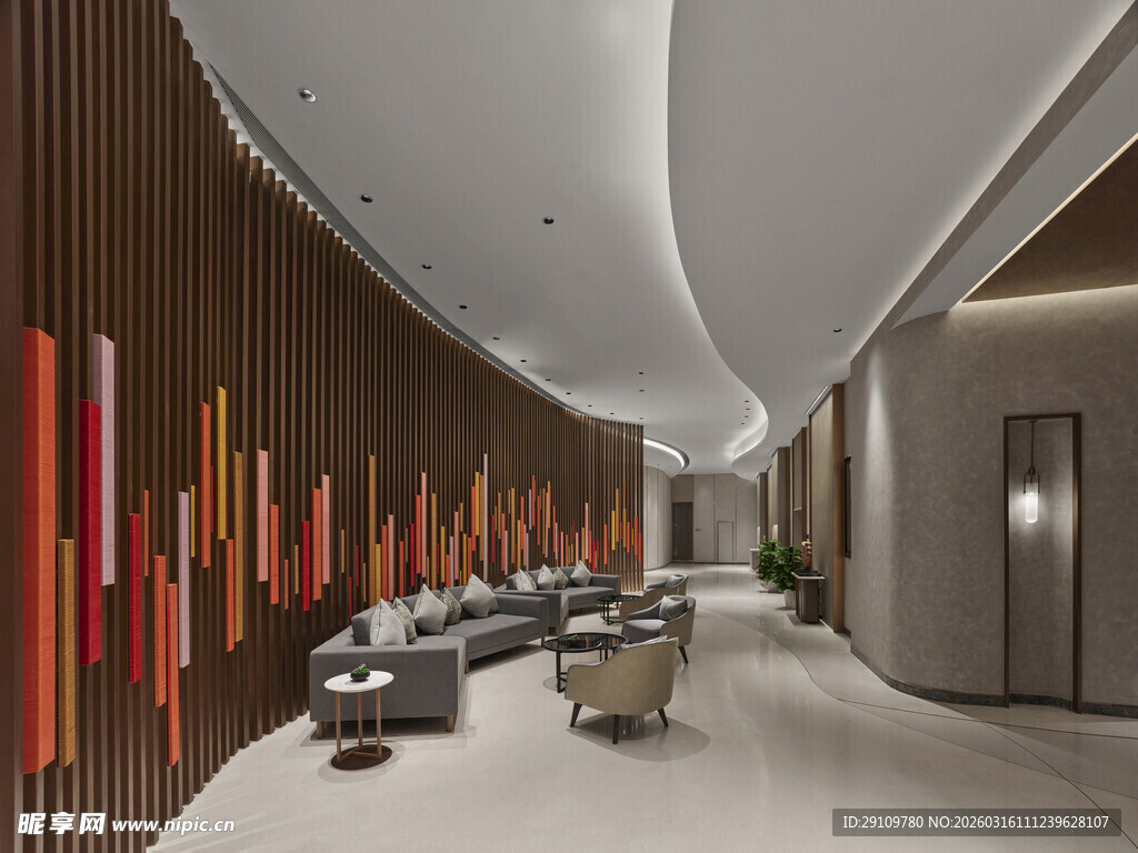 现代风格的宽敞走廊空间