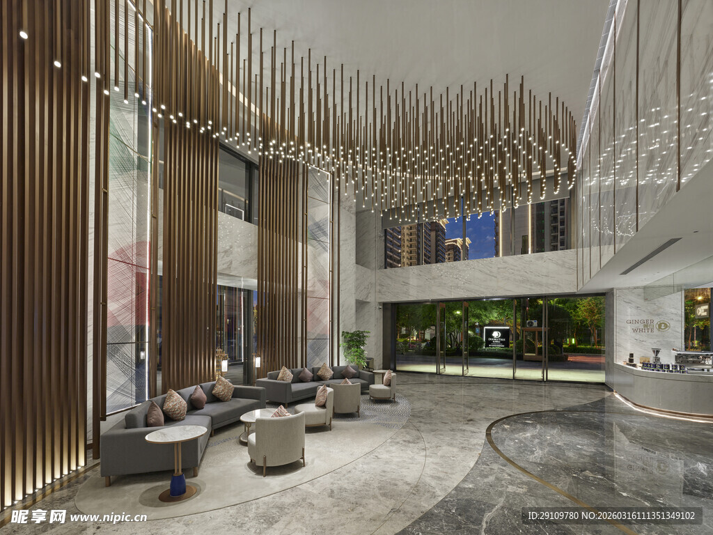 现代豪华大堂室内设计场景