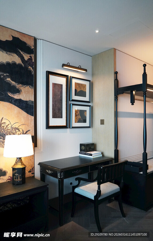 中式雅致书房室内场景