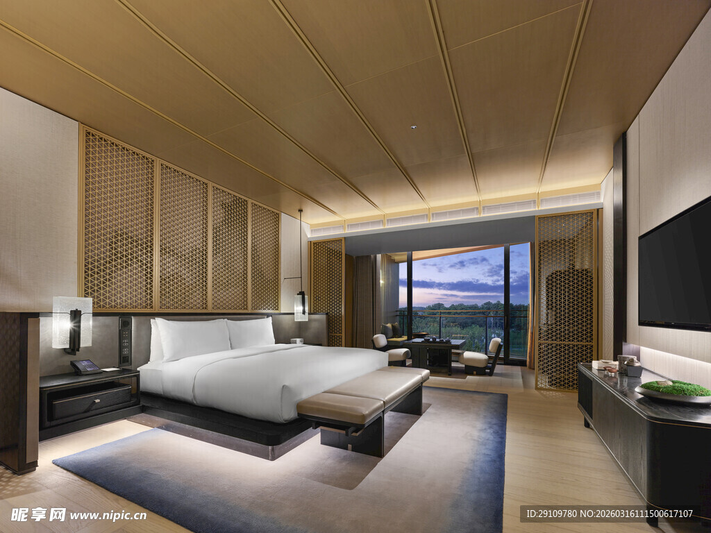 豪华现代风格卧室全景