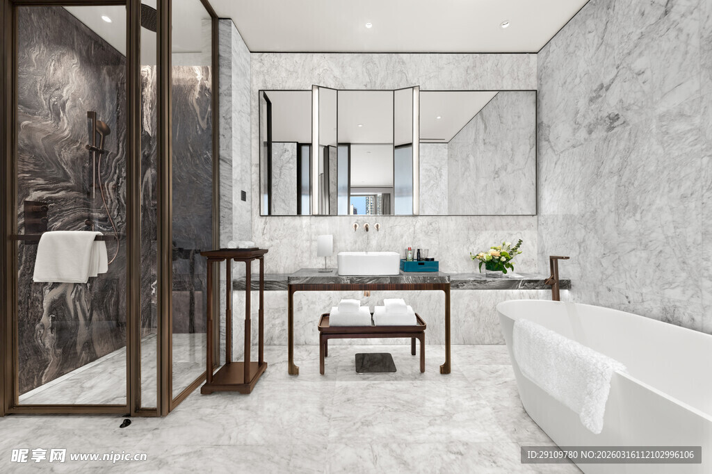 现代简约大理石风浴室