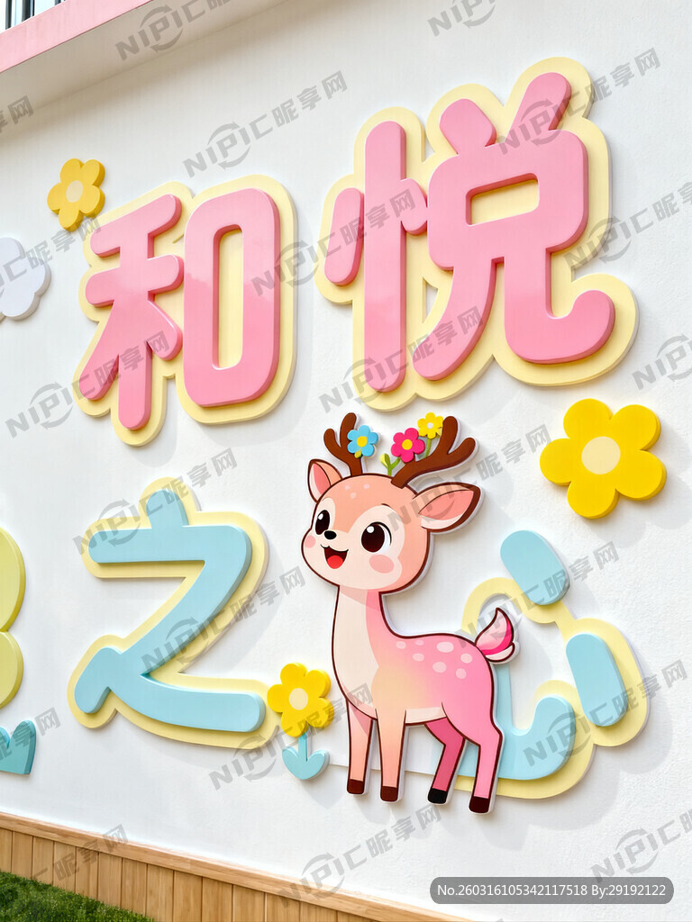 在白色墙面上设计 突出悦字