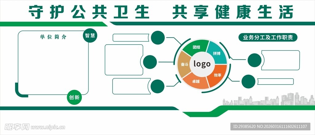 守护公共卫生宣传展板绿色文化墙