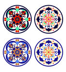 多彩传统圆形装饰中式古典花图案