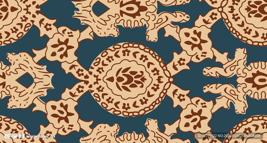 复古民族花纹碎花数码印花