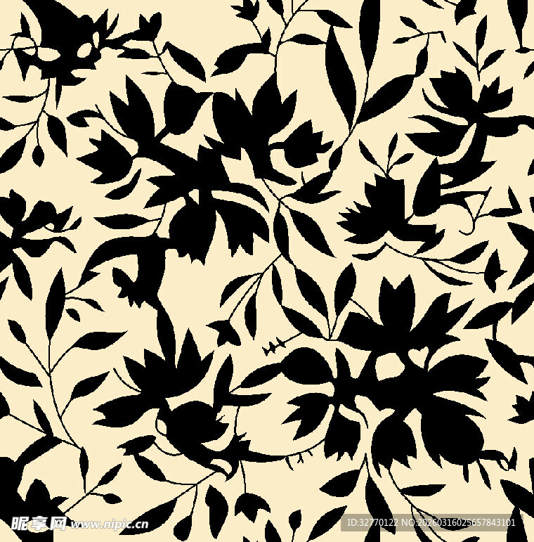 黑白花卉图案纹理设计