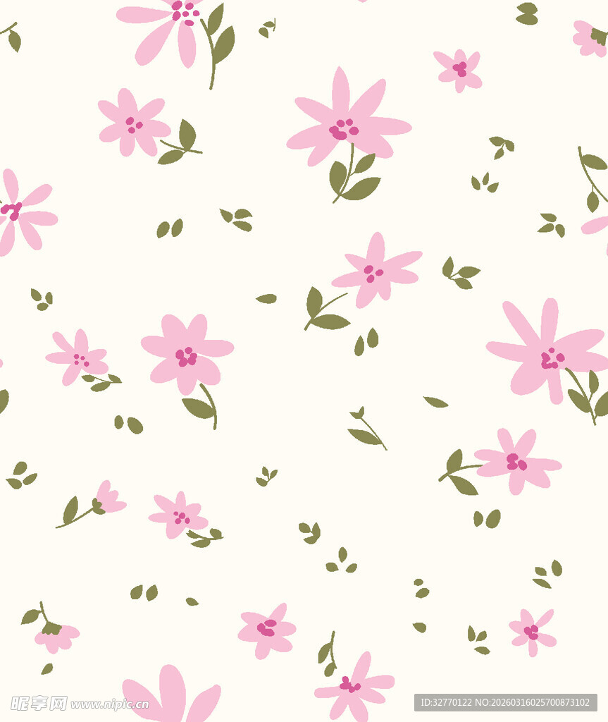 粉色小花碎花数码印花