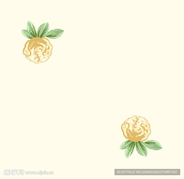 黄色花小碎花数码印花