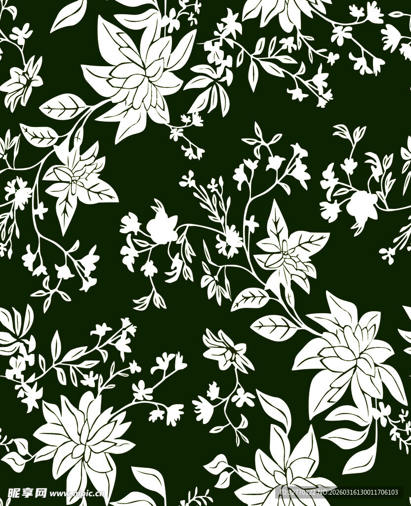 黑白花卉图案背景