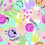 多彩笑脸花卉图案背景