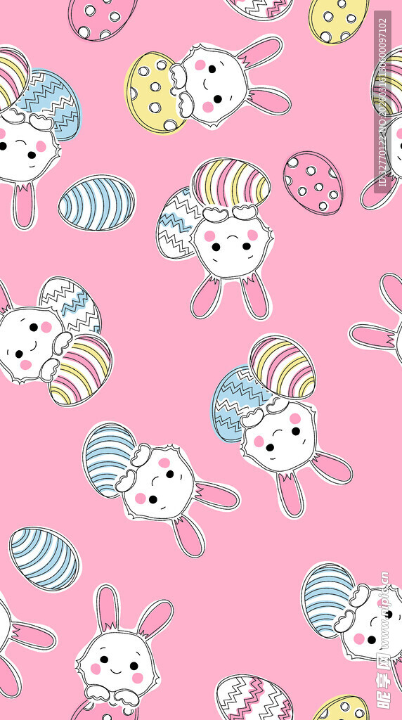 可爱卡通兔子无缝图案