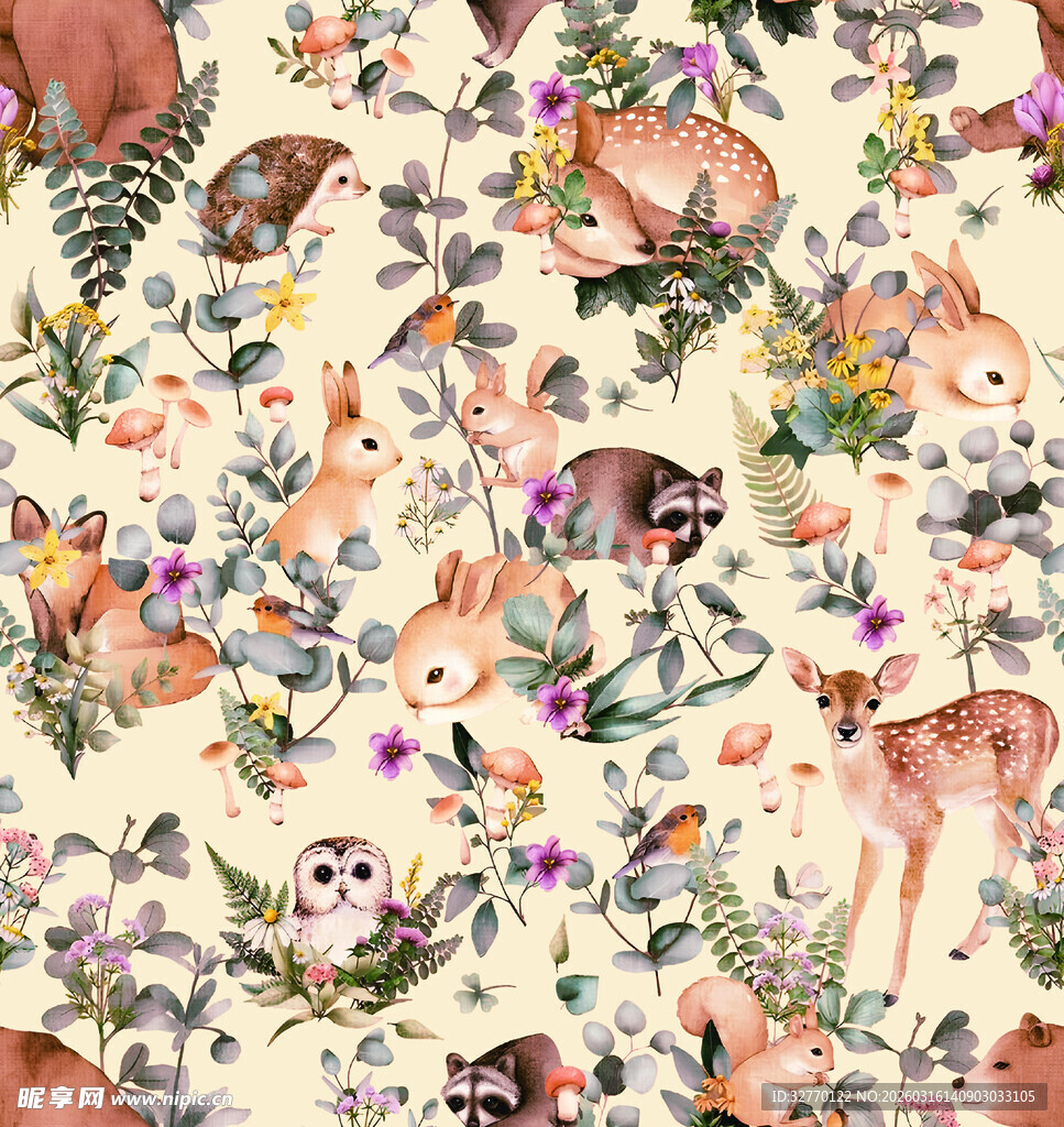 动物花卉图案背景图