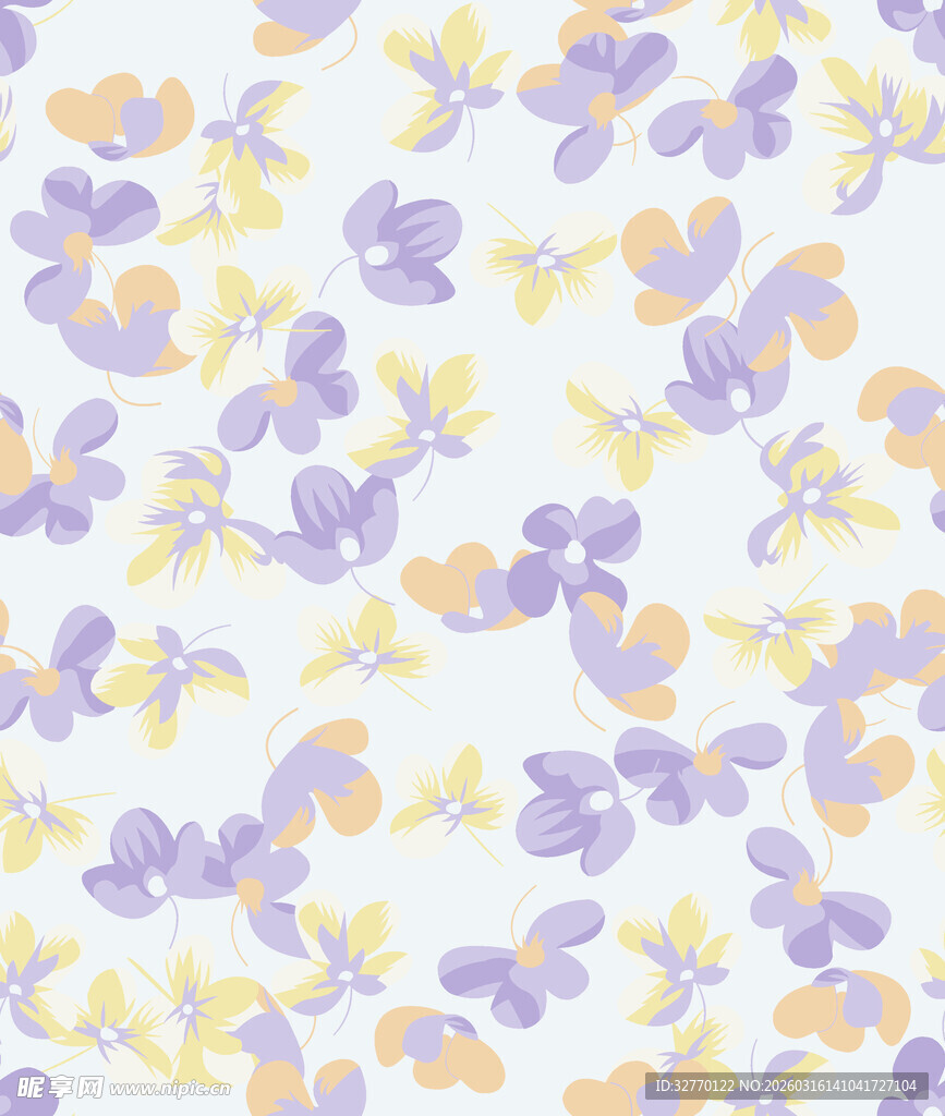 淡紫色黄色花卉图案纹理