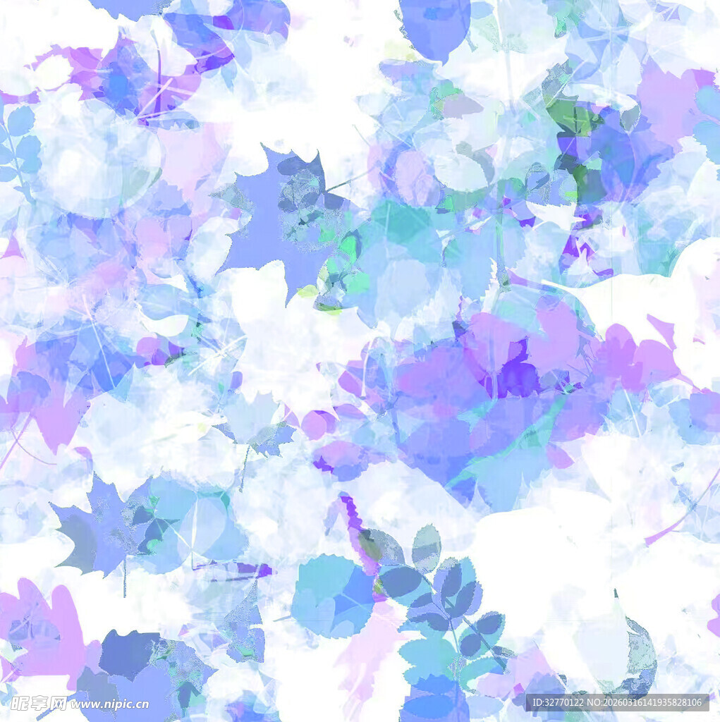 乱花蓝紫色水彩花卉