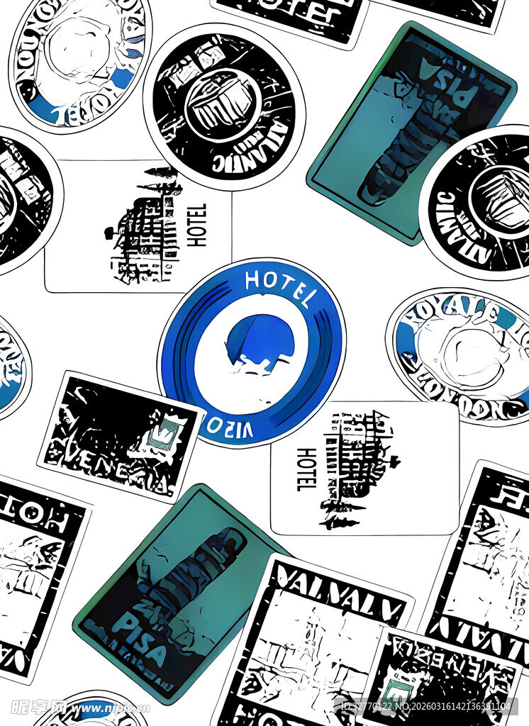 复古图标邮票印花