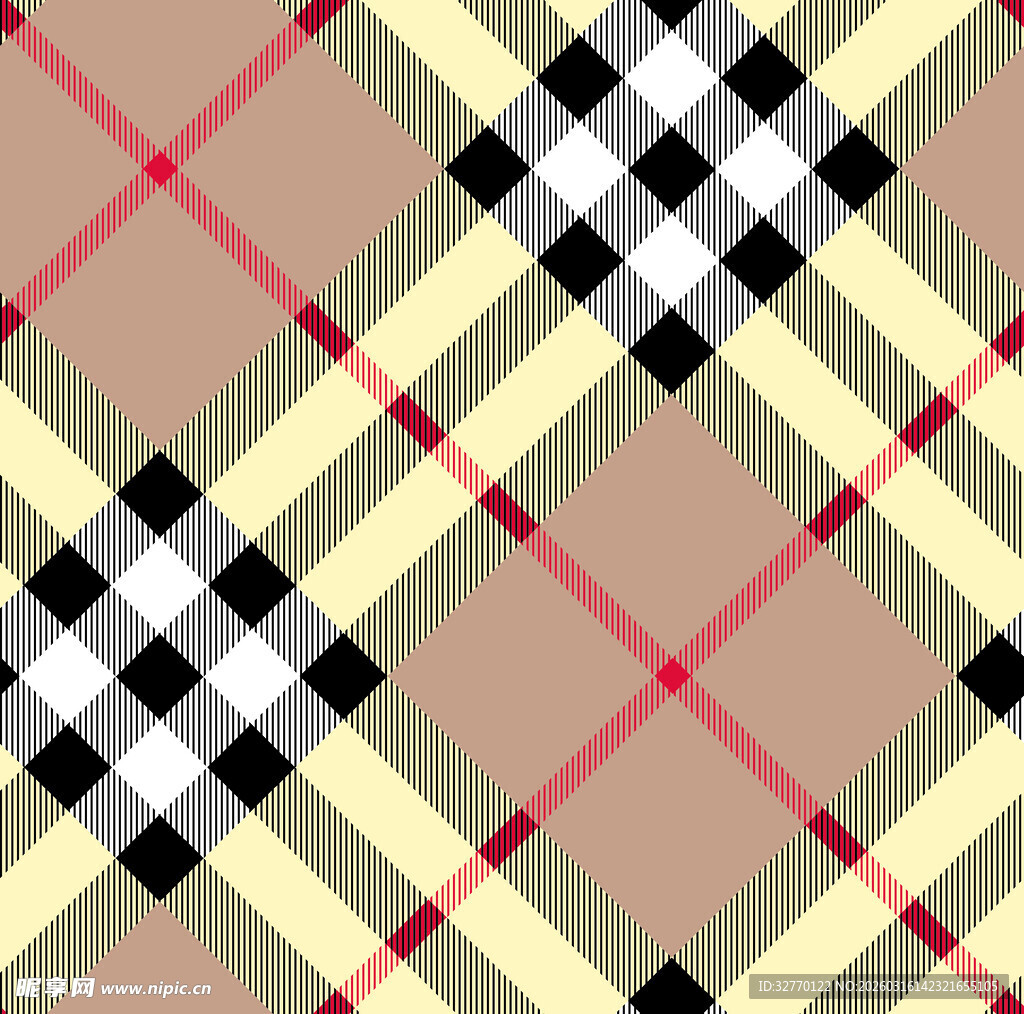 经典格子数码印花