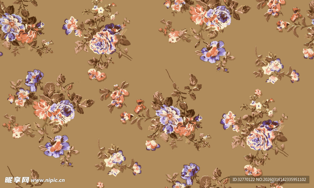 复古花卉 碎花 数码印花