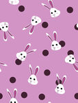 紫色背景兔子圆点数码印花