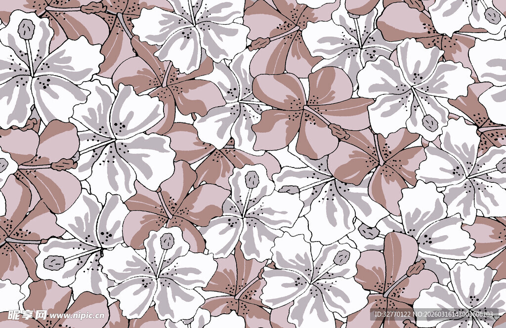 手绘花卉 碎花 数码印花