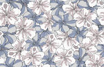 蓝白花卉碎花数码印花