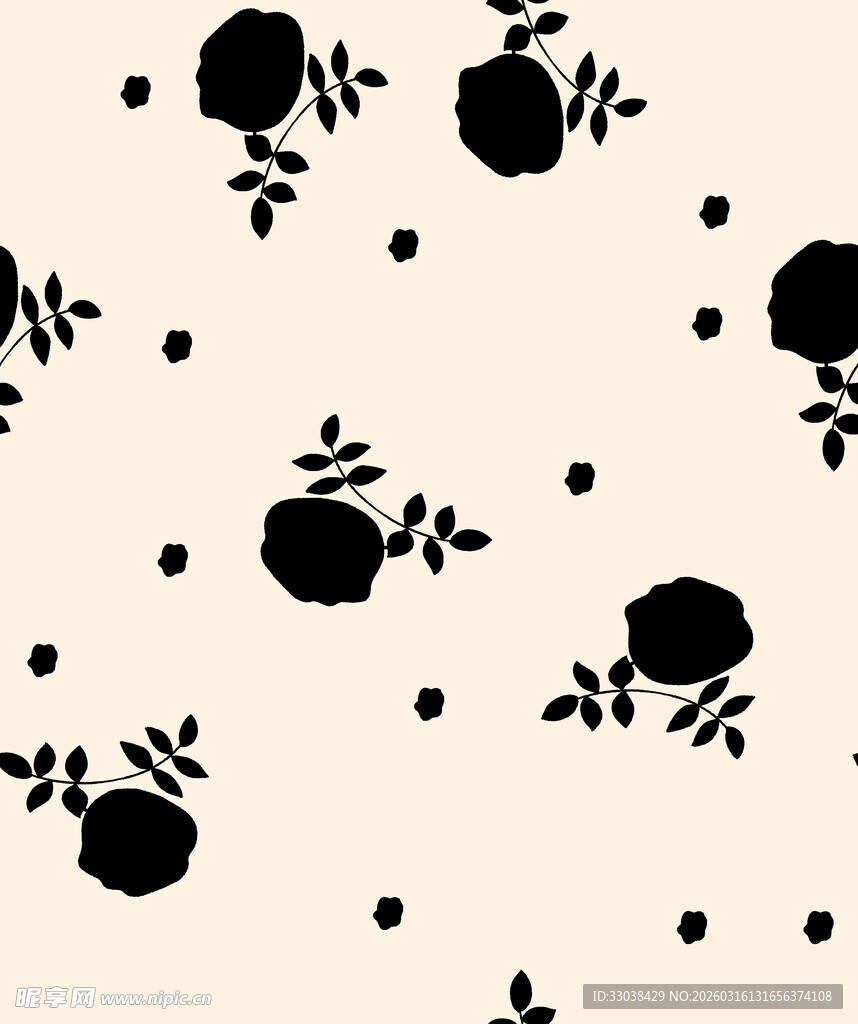 简约黑白水果波点图案