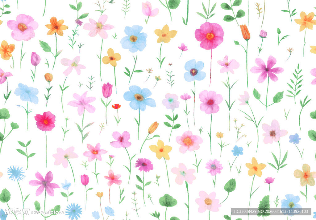 缤纷手绘花卉图案背景