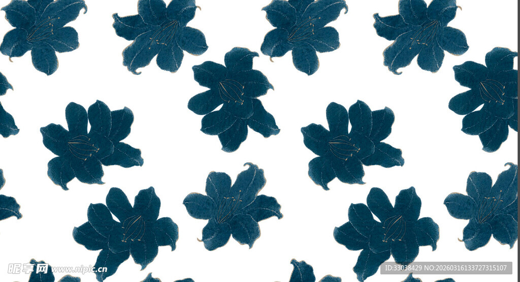 蓝白花卉图案纹理背景