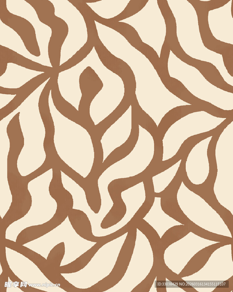 棕白相间叶形花纹图案