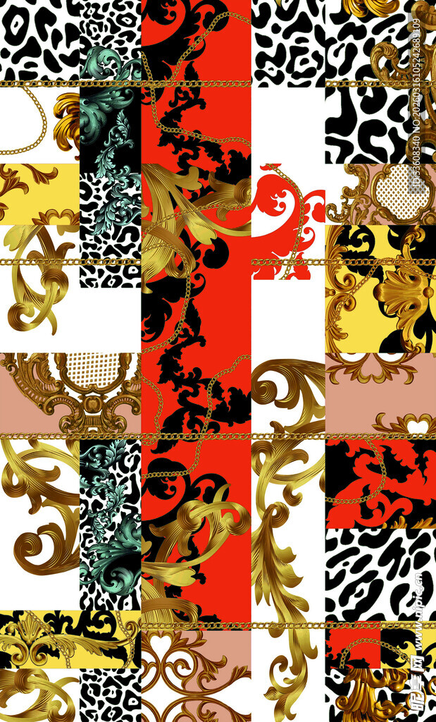 多彩复古几何动物纹图案