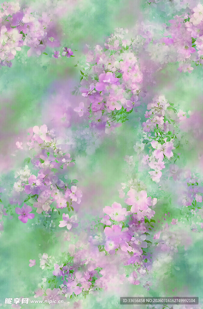 梦幻紫花水彩背景图