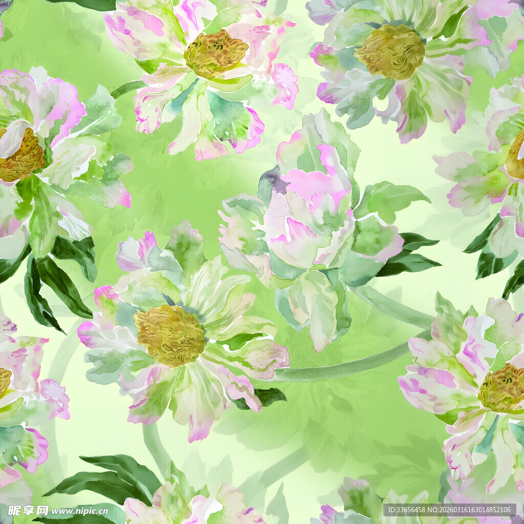 清新水彩花卉图案背景