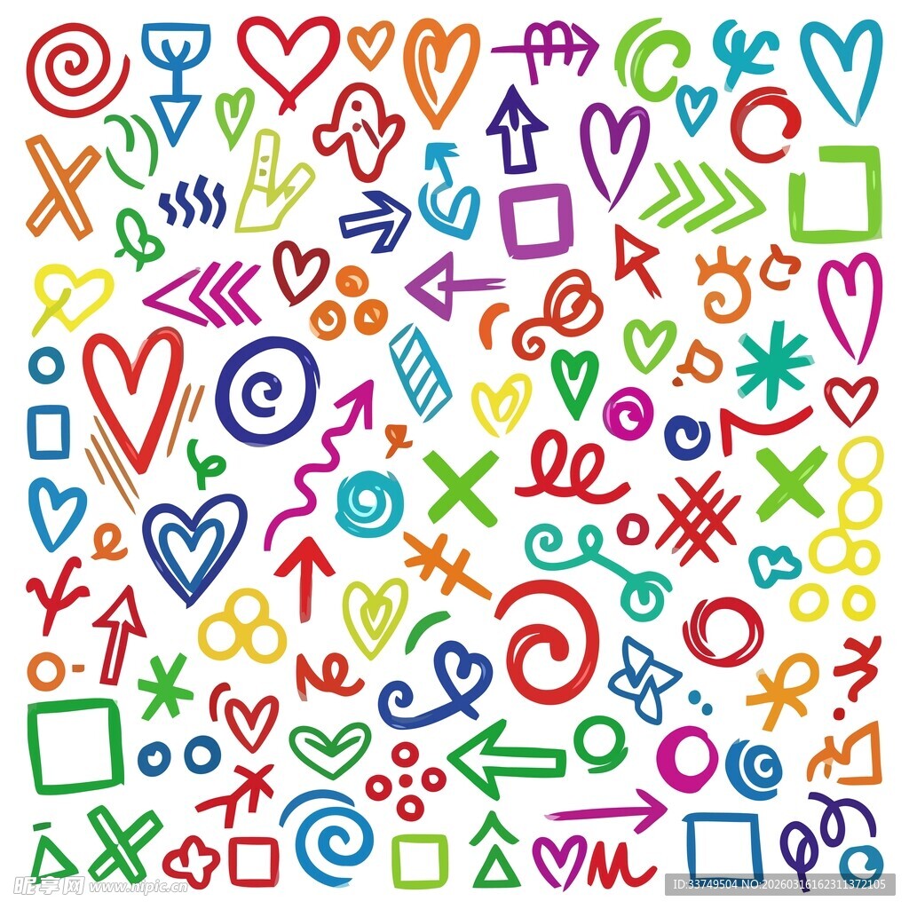 手绘箭头爱心图案