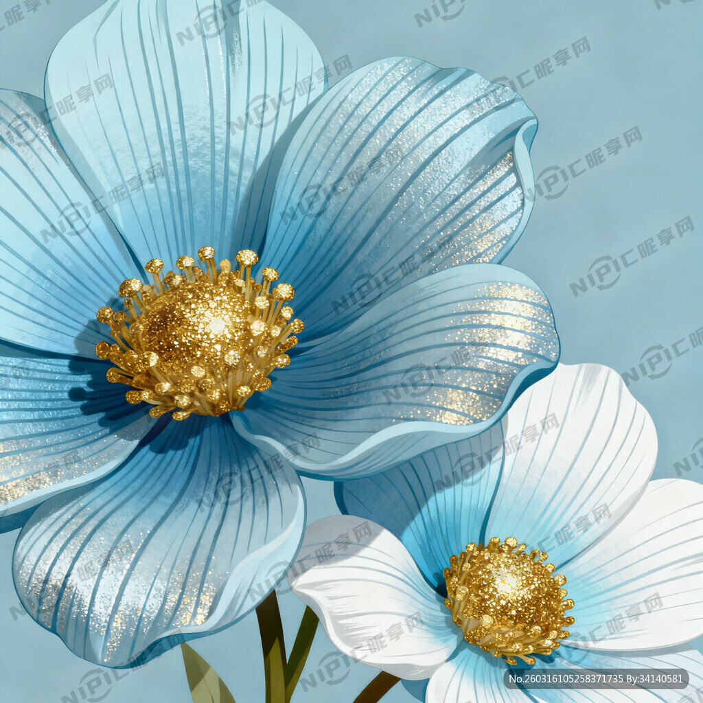 设计花瓣是渐变浅蓝色 立体感强