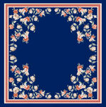 中式花卉边框蓝色底纹图案