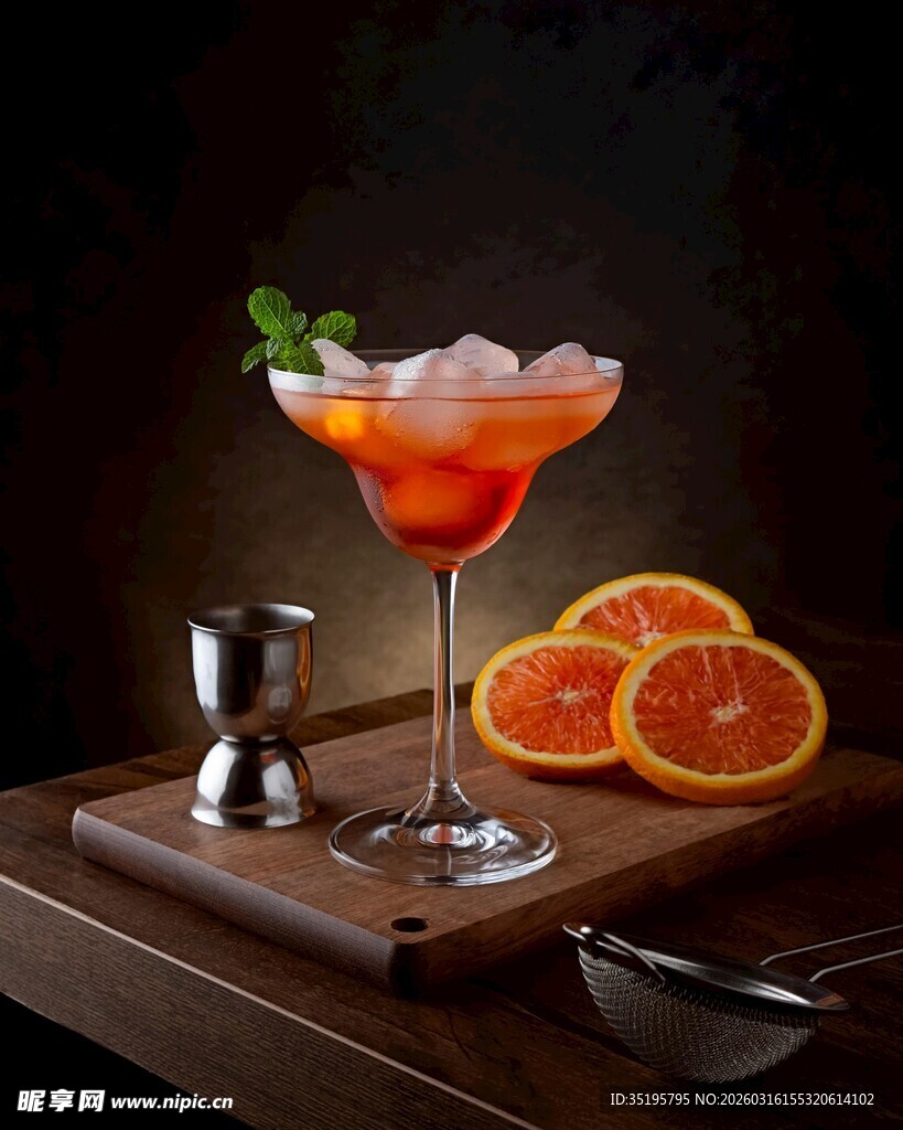 橙味鸡尾酒配新鲜橙片