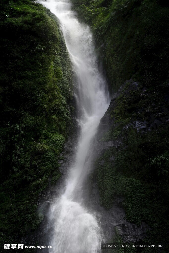 山间瀑布倾泻而下