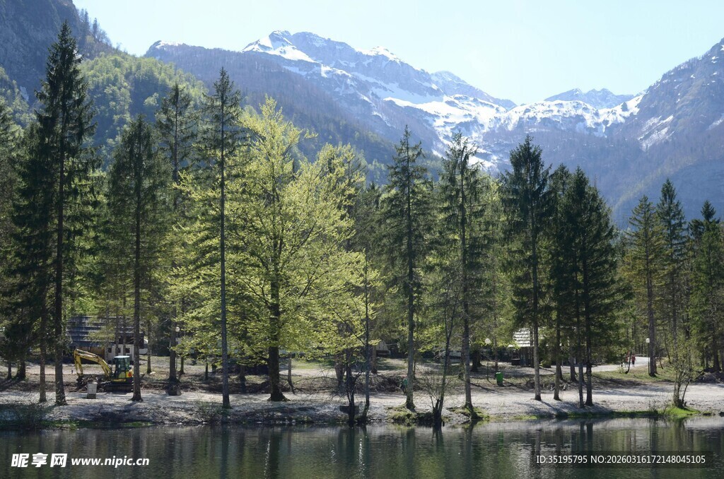湖畔山林美景