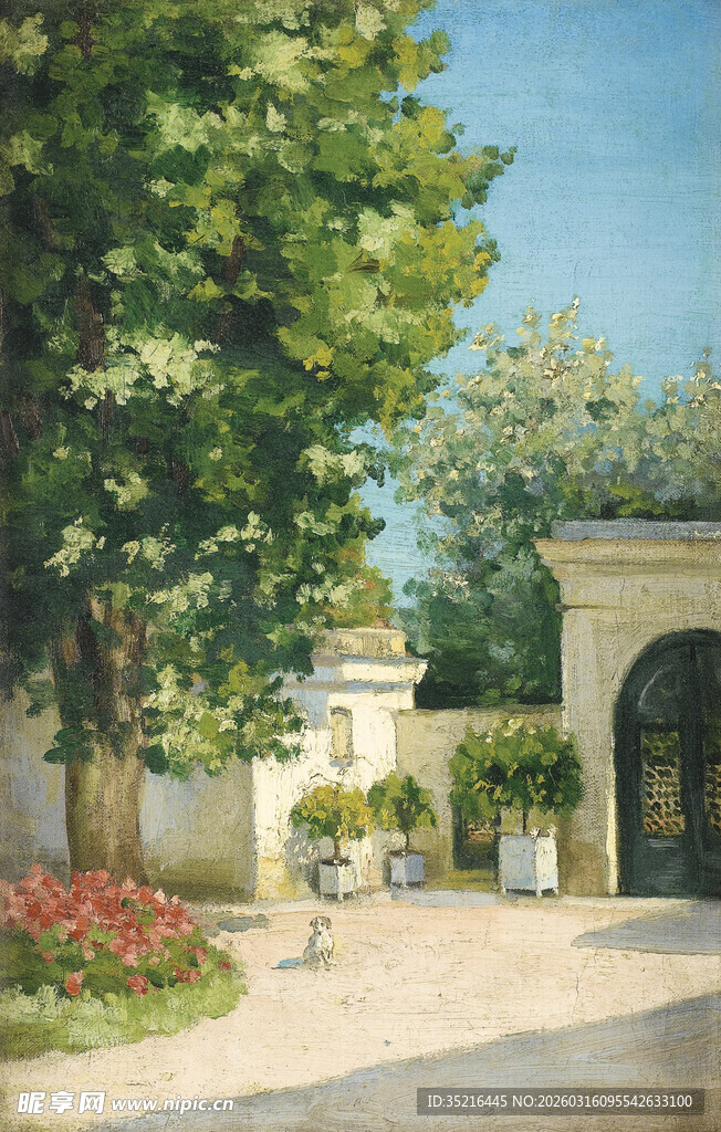 庭院绿树拱门景观